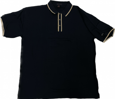 Antigua Men's Polo Shirt Striped Collar - Navy